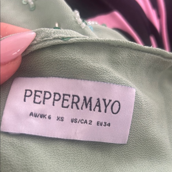 NWOT Peppermayo Corinna Low Rise Sequin Maxi Skirt - Mint Sz 2/XS - Picture 7 of 7